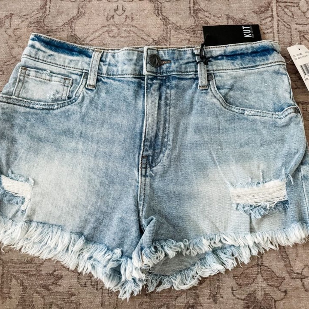 NWT SZ 4 KUT from the Kloth "Jane" High Rise Denim Women's Cut Off Shorts